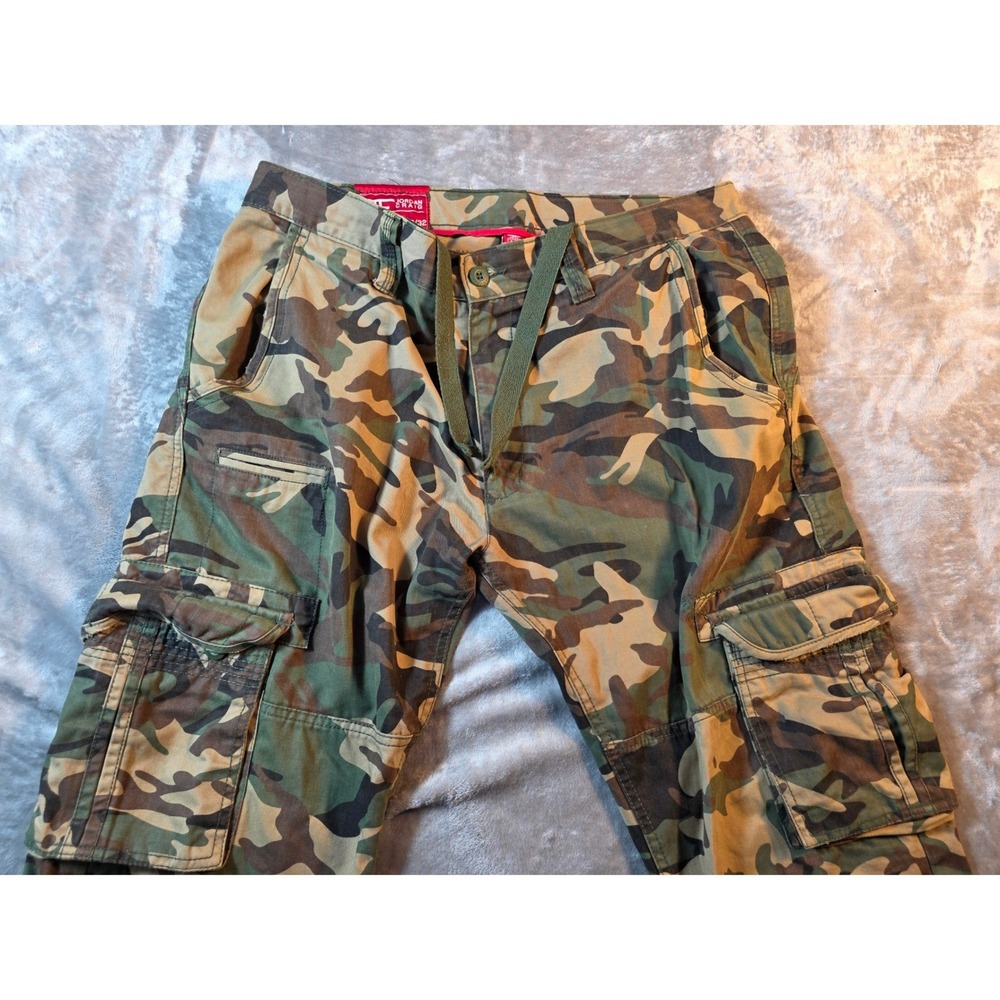 Jordan Craig Cargo Pants Mens 36x32 Woodland Camo Multi Pocket Cotton Green